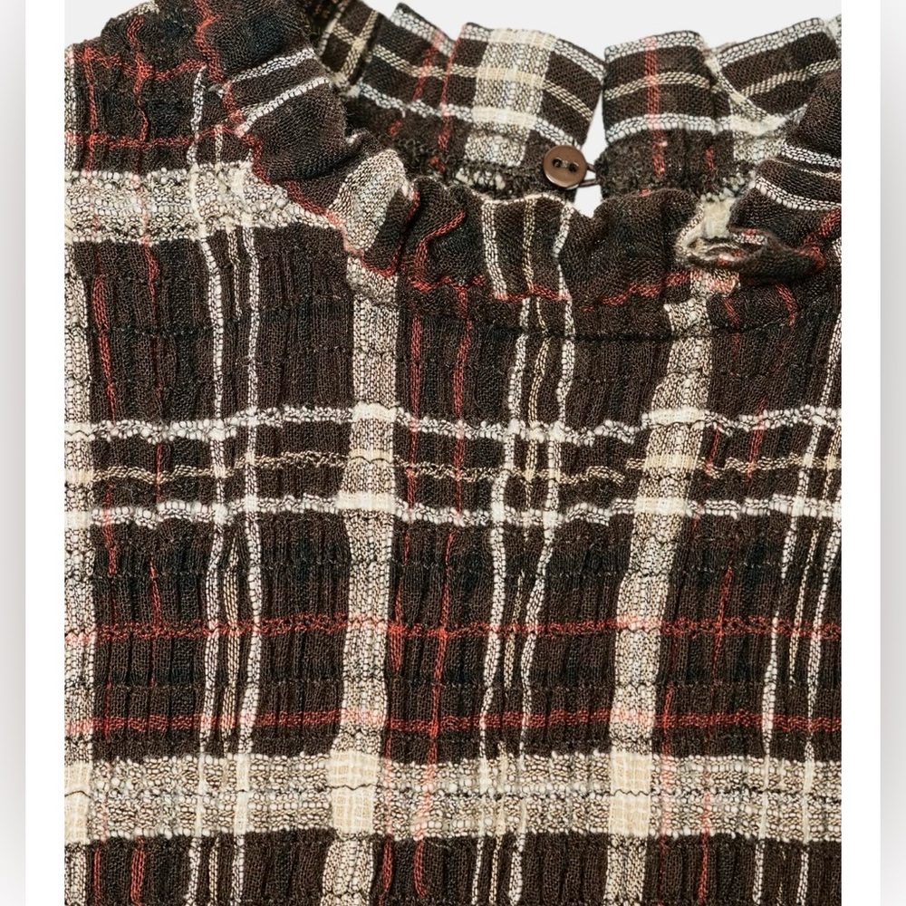 ZARA Plaid Smocked Blouse – XS – NWT - Picture 3 of 7